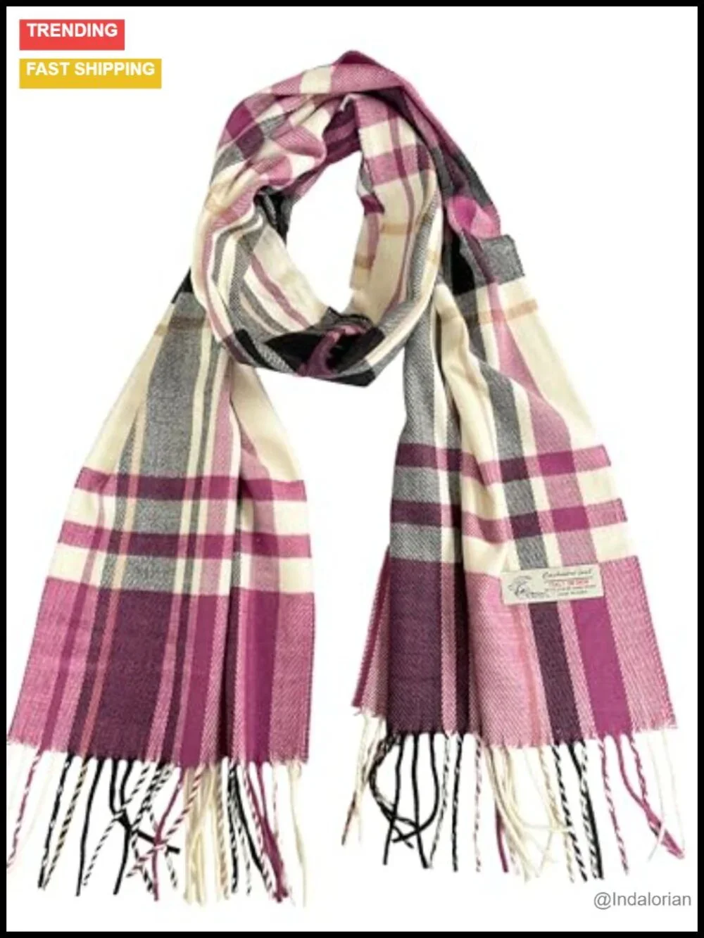 Unisex Cashmere-Feel Scarf, Tartan Plaid, 72x12 Inches, Winter Collection